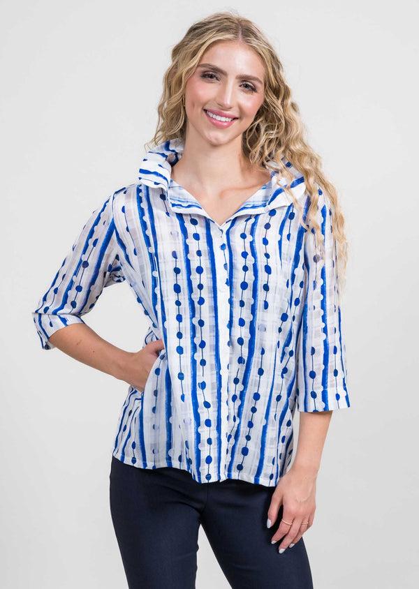 lisette l Side Print Wire Neck Jacket BLUE