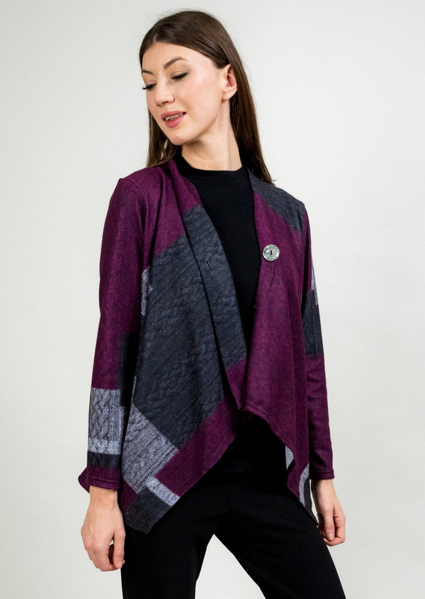 lisette l WINE ONE BUTTON CARDIGAN Wine