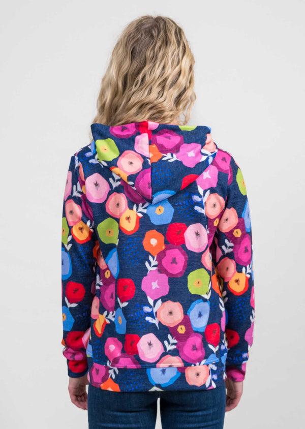Lisette L Zip Front Printed Hoodie NAVY/PINK