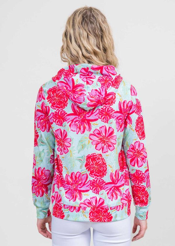 Lisette L Zip Printed Hoodie PINK/AQUA