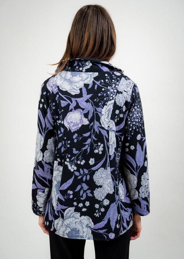 Lisette L MID LENGTH A-LINE WIRE COLLAR JACKET Blk/Purple