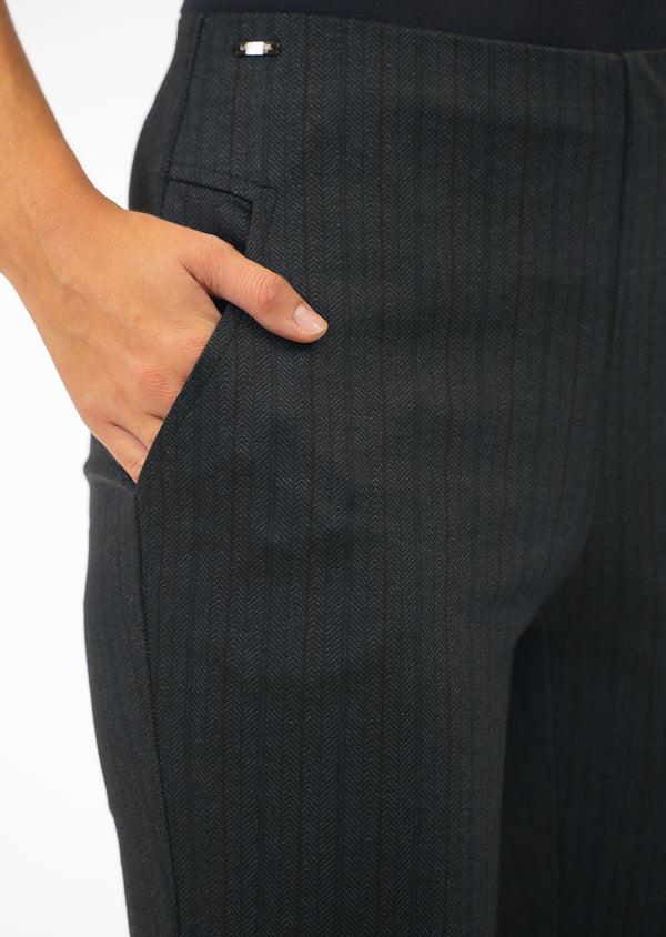Lisette L NOIR HERRINGBONE 30" Straight Leg Pant BLACK/CHARCOAL