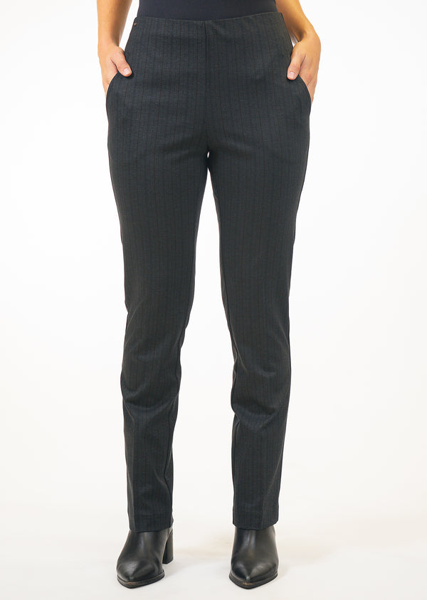 lisette l NOIR HERRINGBONE 30" Straight Leg Pant BLACK/CHARCOAL