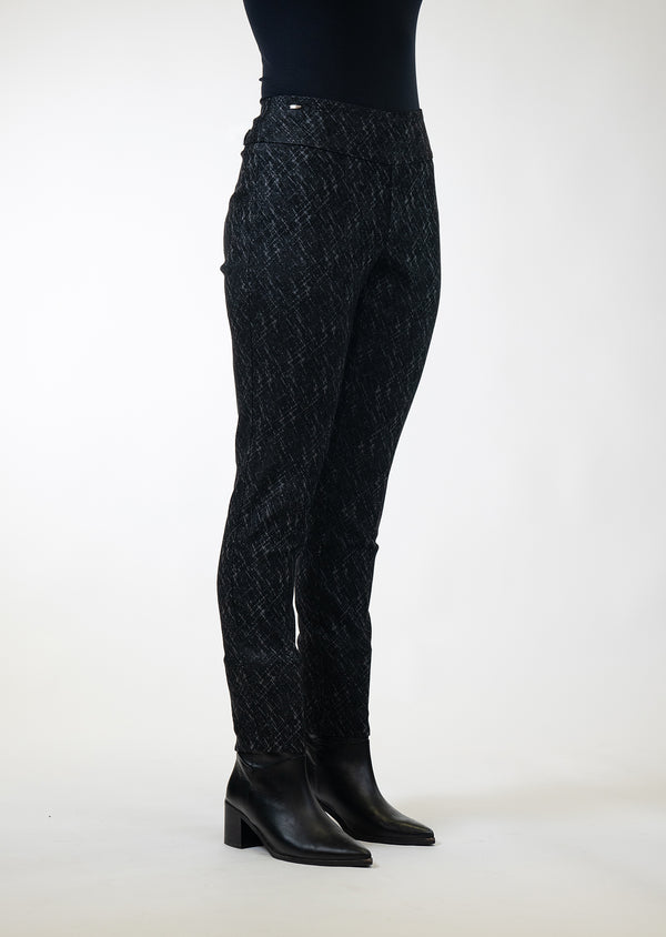 Lisette L Onyx Crosshatch 28" Cigarette Pant BLACK/CHARCOAL