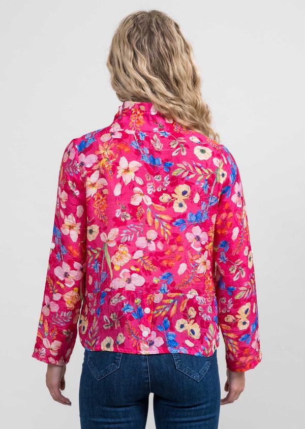 Lisette L Pink Floral Print Short Wire Collar Jacket PINK