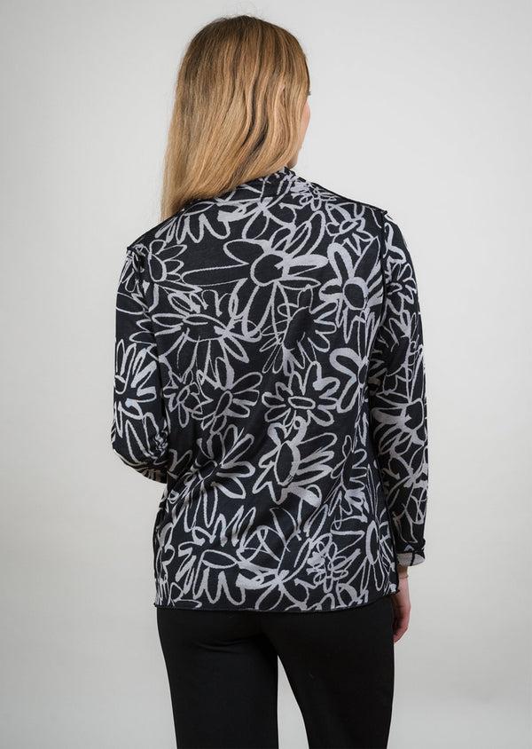 Lisette L Reversible Hand-drawn Floral Outlines Crew Neck Choose An Option