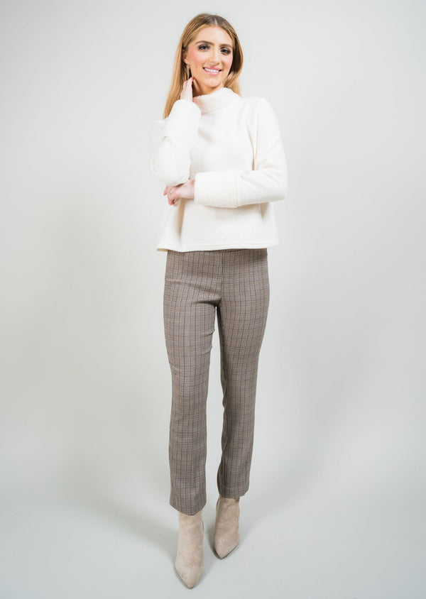 lisette l Riverstone Check 28" Straight Ankle pant STONE