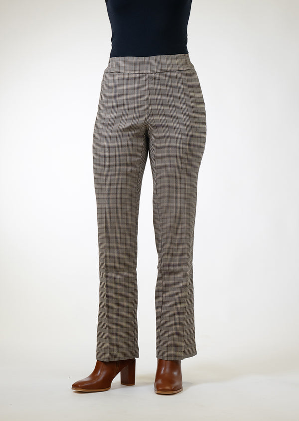 Lisette L Riverstone Check 30" Straight Leg Pant STONE