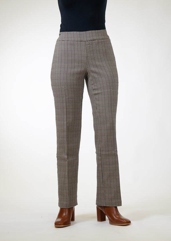 Lisette L Riverstone Check 30" Straight Leg Pant STONE