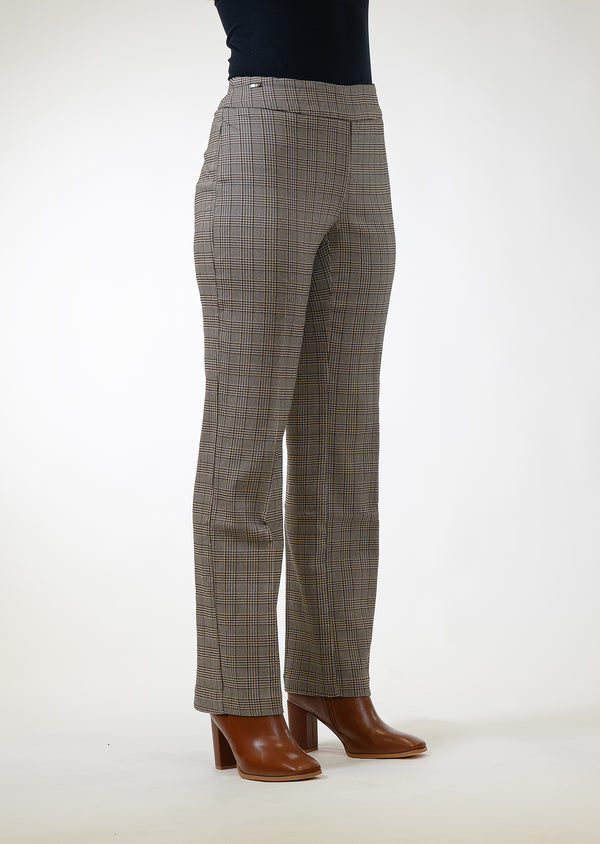 Lisette L Riverstone Check 30" Straight Leg Pant STONE