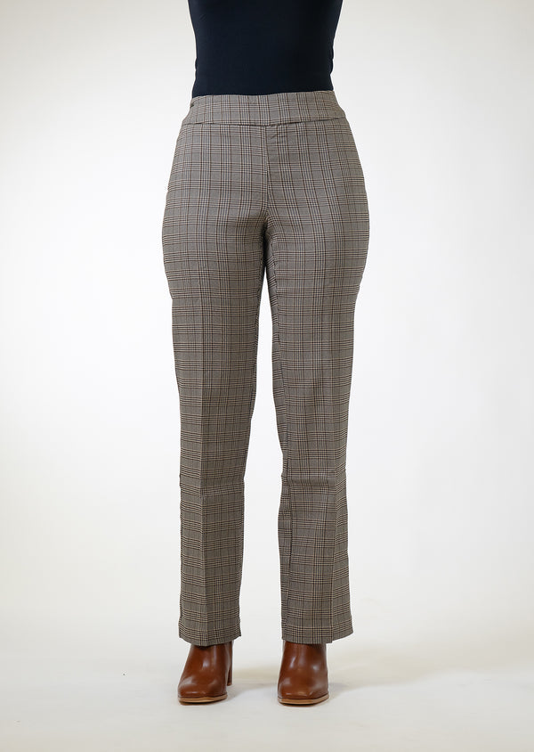 lisette l Riverstone Check 30" Straight leg Pant STONE
