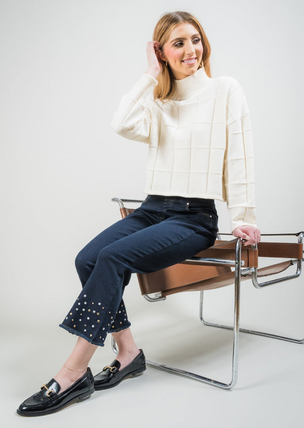 lisette l ROWAN DENIM 28" Metallic Kickflair Jean DARK DENIM