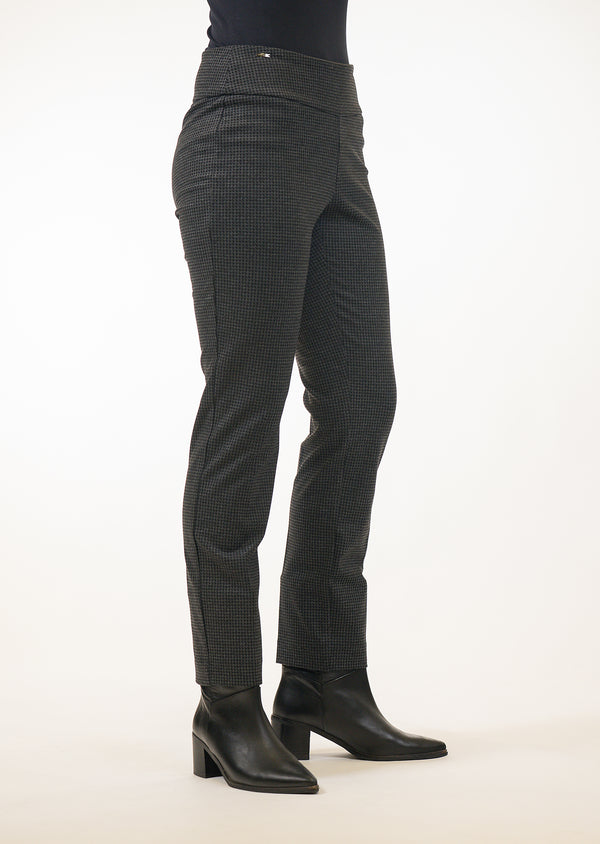 Lisette L RYDER HOUNDSTOOTH 28" Slim Ankle Pant BLACK/CHARCOAL