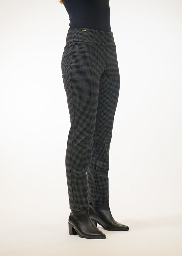 lisette l RYDER HOUNDSTOOTH 28" Slim Ankle Pant BLACK/CHARCOAL