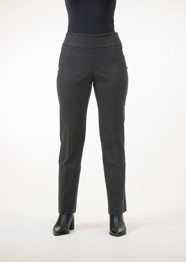 Lisette L RYDER HOUNDSTOOTH 30" Straight Leg Pant BLACK/CHARCOAL