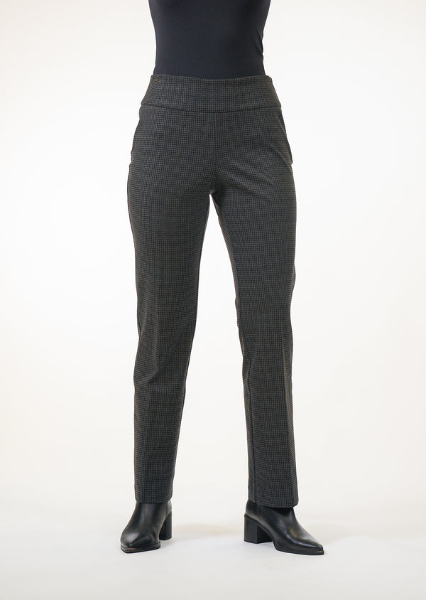 Lisette L RYDER HOUNDSTOOTH 30" Straight Leg Pant BLACK/CHARCOAL