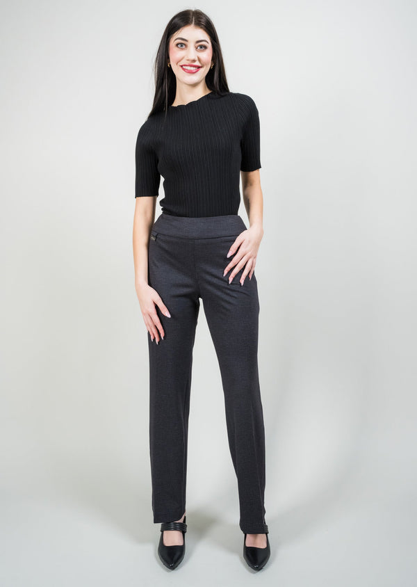 lisette l RYDER HOUNDSTOOTH 30" Straight Leg Pant BLACK/CHARCOAL