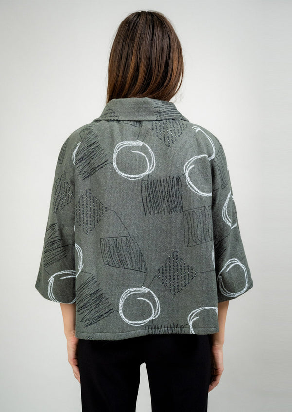 Lisette L SHORT SWING JACKET WITN OVERSIZED COLLAR OLIVE