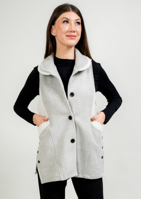 Lisette L SHORTER SIDE BUTTON VEST WITH FRONT RIB TRIM Choose An Option