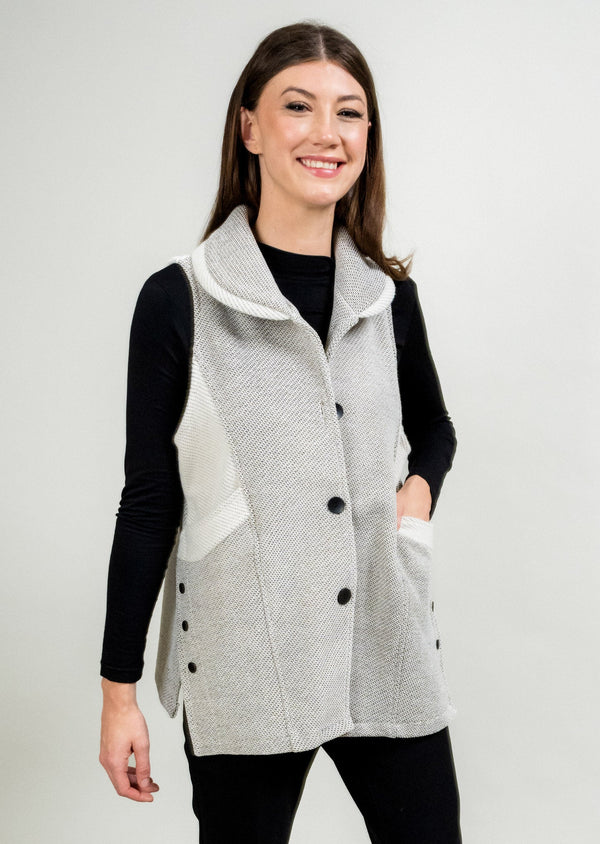 Lisette L SHORTER SIDE BUTTON VEST WITH FRONT RIB TRIM Choose An Option