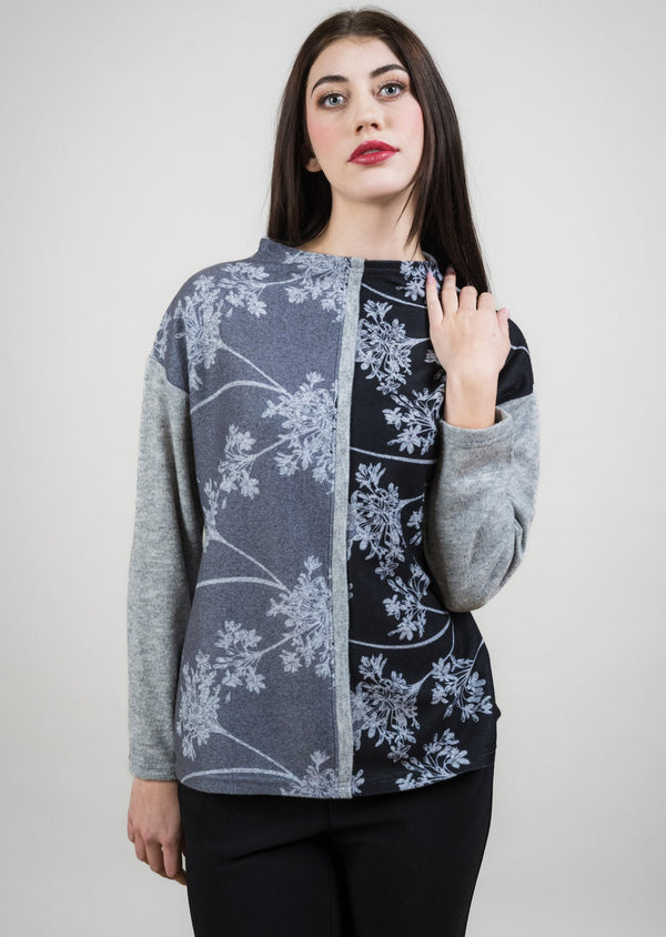 Lisette L SPLIT FRONT CONTRAST BINDING FUNNEL NECK SWEATER Choose An Option