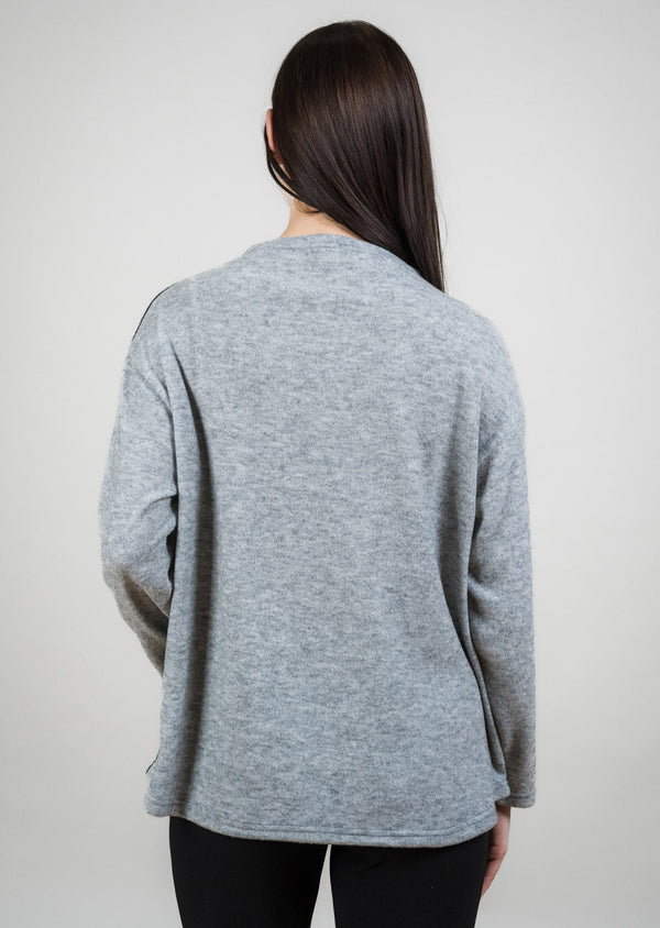 Lisette L SPLIT FRONT CONTRAST BINDING FUNNEL NECK SWEATER Choose An Option