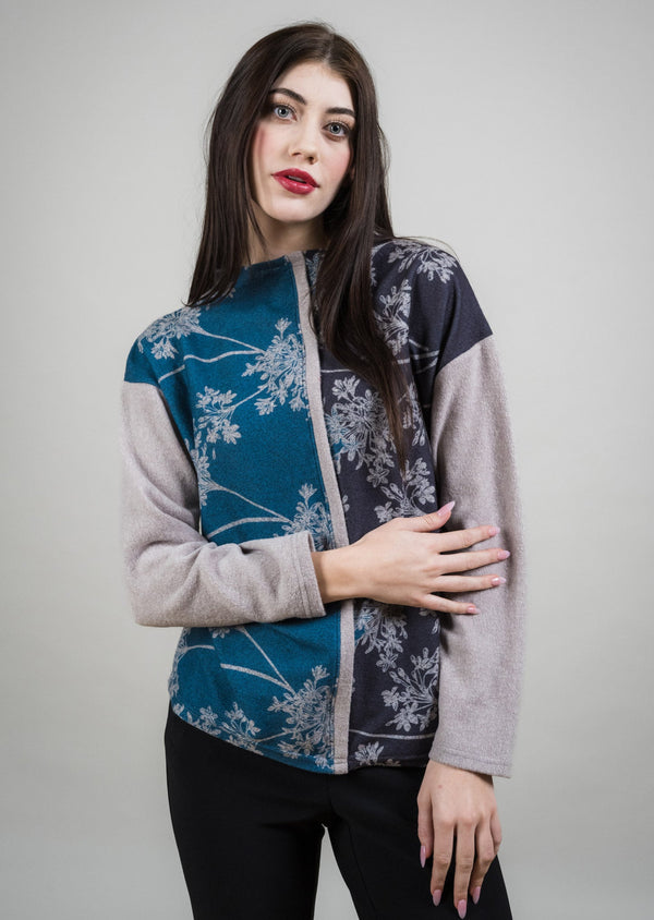 Lisette L SPLIT FRONT CONTRAST BINDING FUNNEL NECK SWEATER Choose An Option