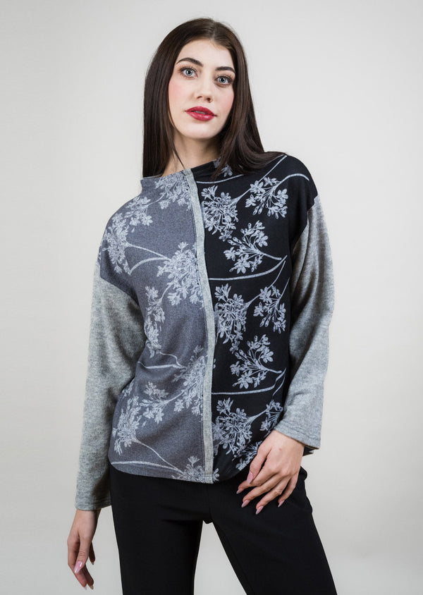 lisette l SPLIT FRONT CONTRAST BINDING FUNNEL NECK SWEATER Choose an option