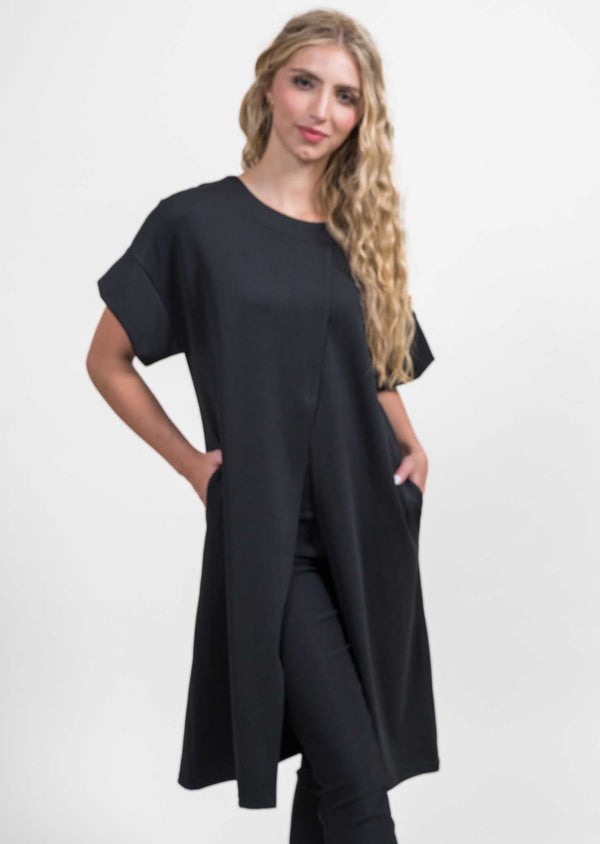 lisette l Split Front Structured Topper Sweater Choose an option