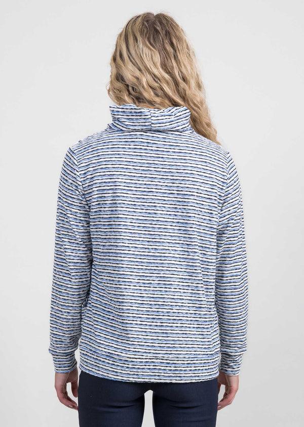 Lisette L Stripe Terry Hoodie With White Vision Zipper BLUE/WHITE