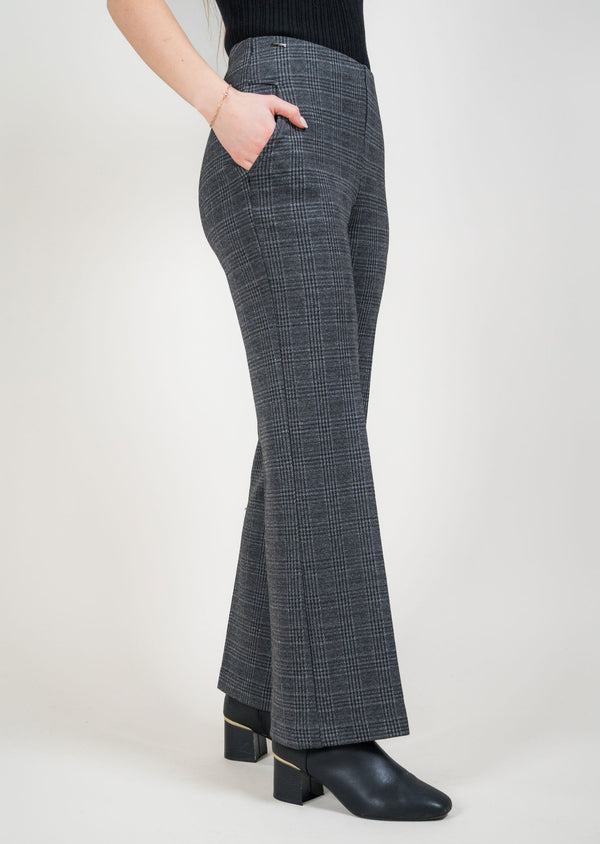 Lisette L Waverley Plaid 31" Wide Leg Pant With Novelty Pockets CHARCOAL