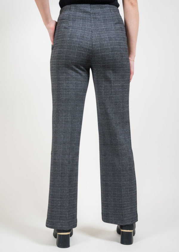 Lisette L Waverley Plaid 31" Wide Leg Pant With Novelty Pockets CHARCOAL