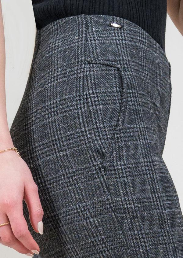 Lisette L Waverley Plaid 31" Wide Leg Pant With Novelty Pockets CHARCOAL