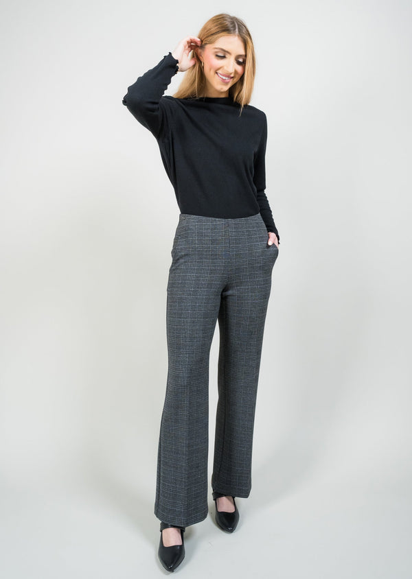 lisette l Waverley Plaid 31" Wide Leg Pant with Novelty Pockets CHARCOAL