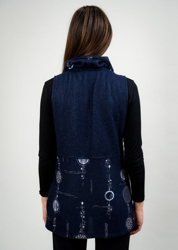 Lisette L ZIP UP VEST WITH DRAWSTRING COLLAR (LT GREY AND NAVY) Choose An Option