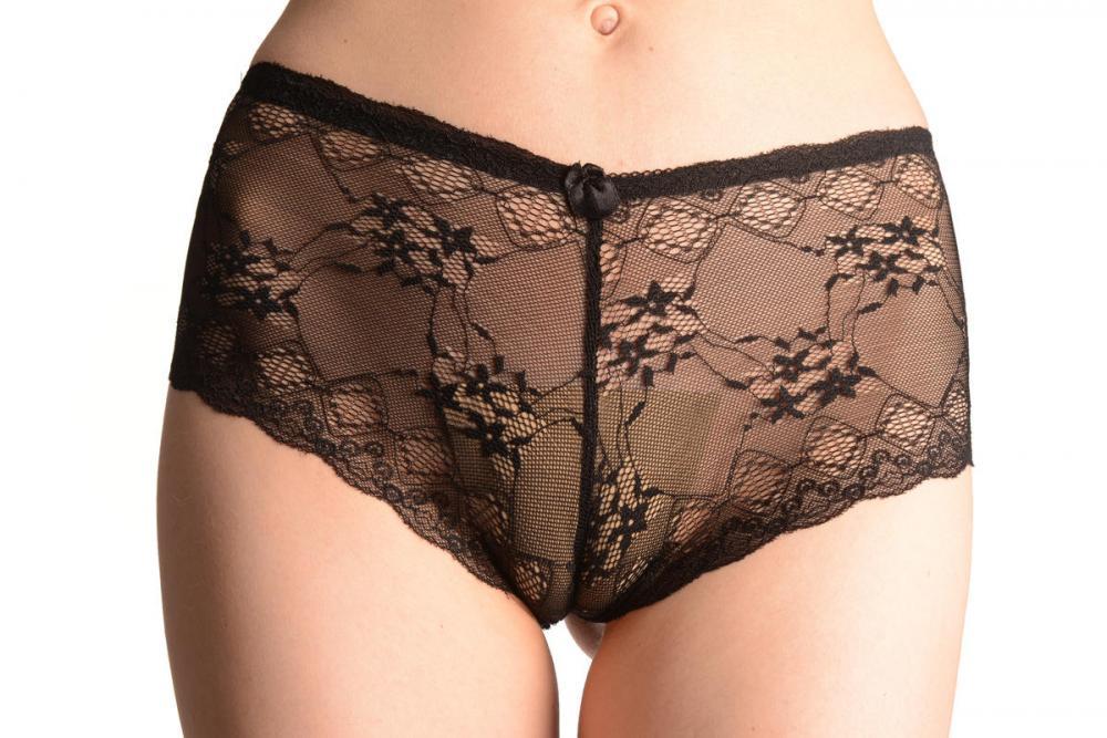liss kiss All-Over Floral Black Lace Shorts - Knickers