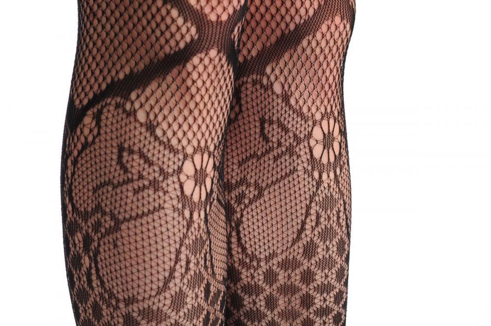 Liss Kiss Amazon Bow Fishnet With Lace Silicon Garter - Hold Ups