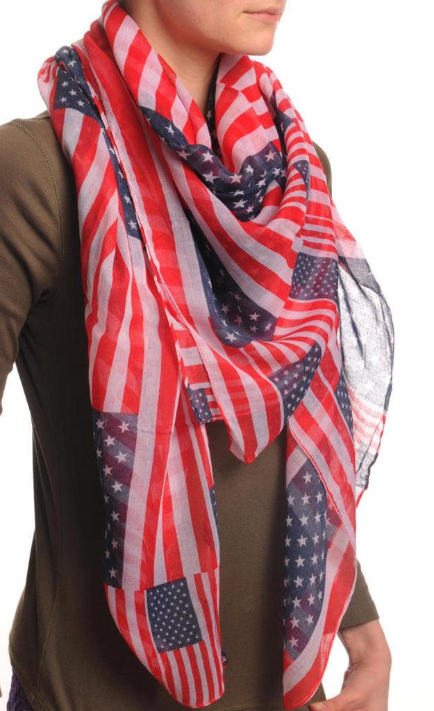 Liss Kiss American Flag Square Unisex Scarf & Beach Sarong - Scarf