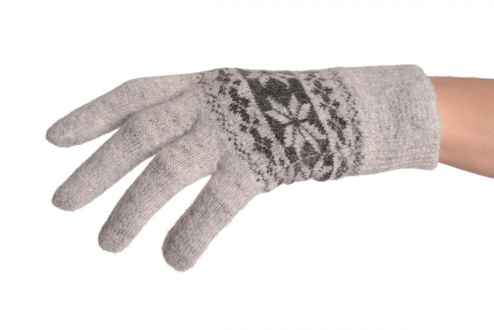 Liss Kiss Angora Grey Fair Isle Knitted Gloves - Gloves