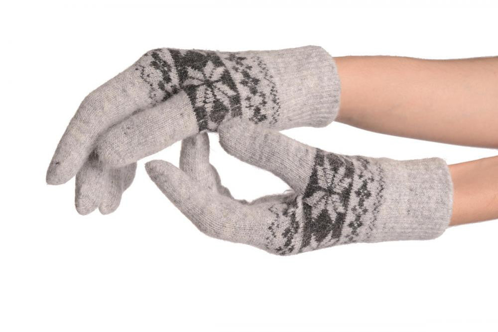 liss kiss Angora Grey Fair Isle Knitted Gloves - Gloves
