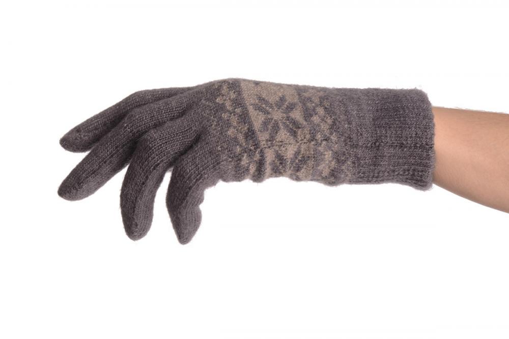 Liss Kiss Angora Slate Grey Fair Isle Knitted Gloves - Gloves