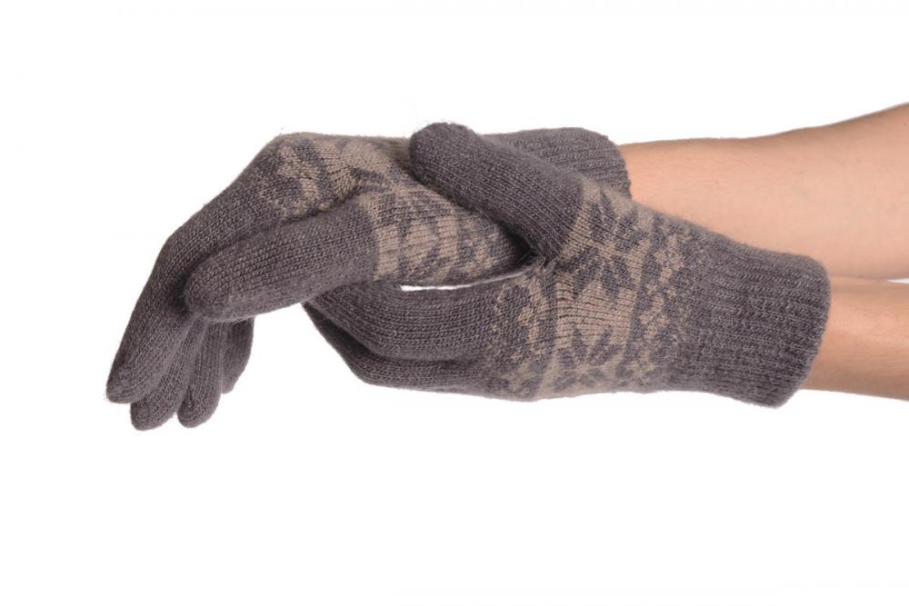 liss kiss Angora Slate Grey Fair Isle Knitted Gloves - Gloves