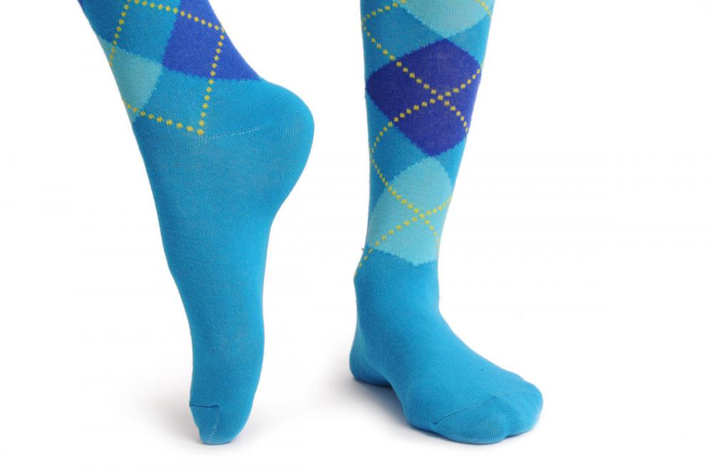 Liss Kiss Argyle Blue Sky Blue & Dark Blue - Over The Knee Socks