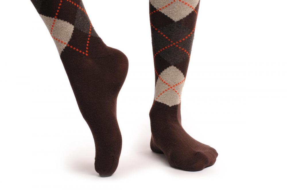 Liss Kiss Argyle Grey Brown Dark Grey - Over The Knee Socks