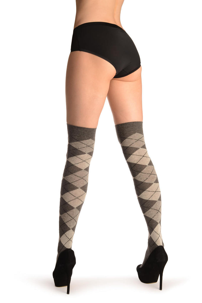 liss kiss Argyle Grey & Dark Grey - Over The Knee Socks