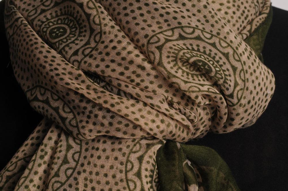 Liss Kiss Army Green Aztec Sun On Mocha Unisex Scarf & Beach Sarong - Scarf