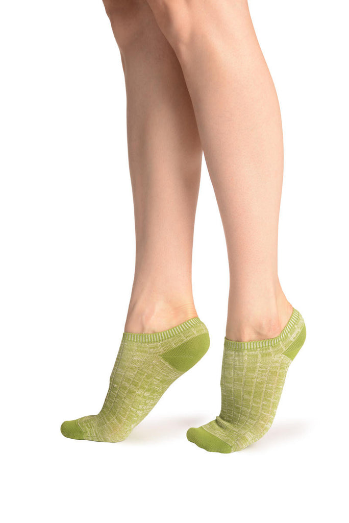 Liss Kiss Asparagus Green Melange Footies - Footsies Socks