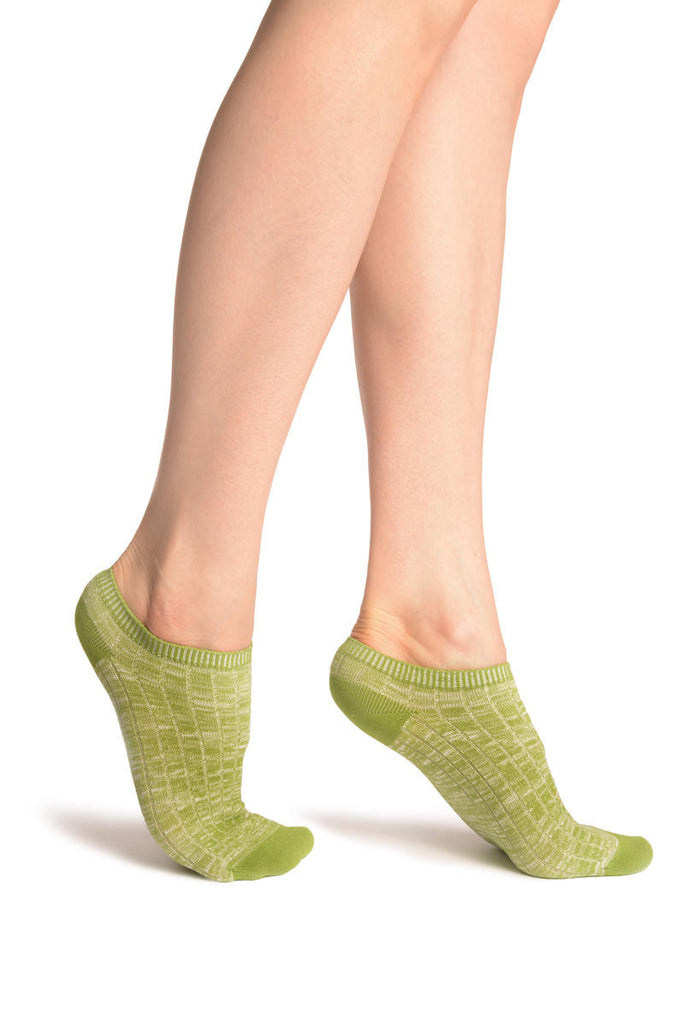 liss kiss Asparagus Green Melange Footies - Footsies Socks