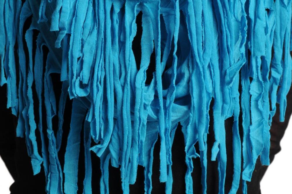 Liss Kiss Azure Blue With Tassels Snood Scarf - Snood