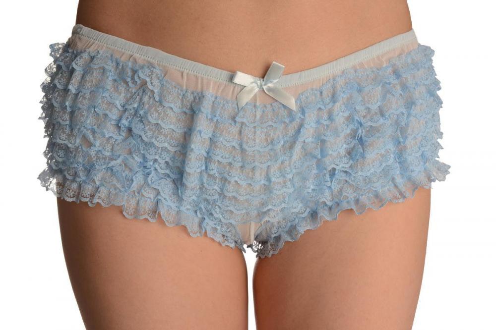 Liss Kiss Baby Blue Multi Layers Women Frilly Ruffle Lace Panty Shorts - Shorts